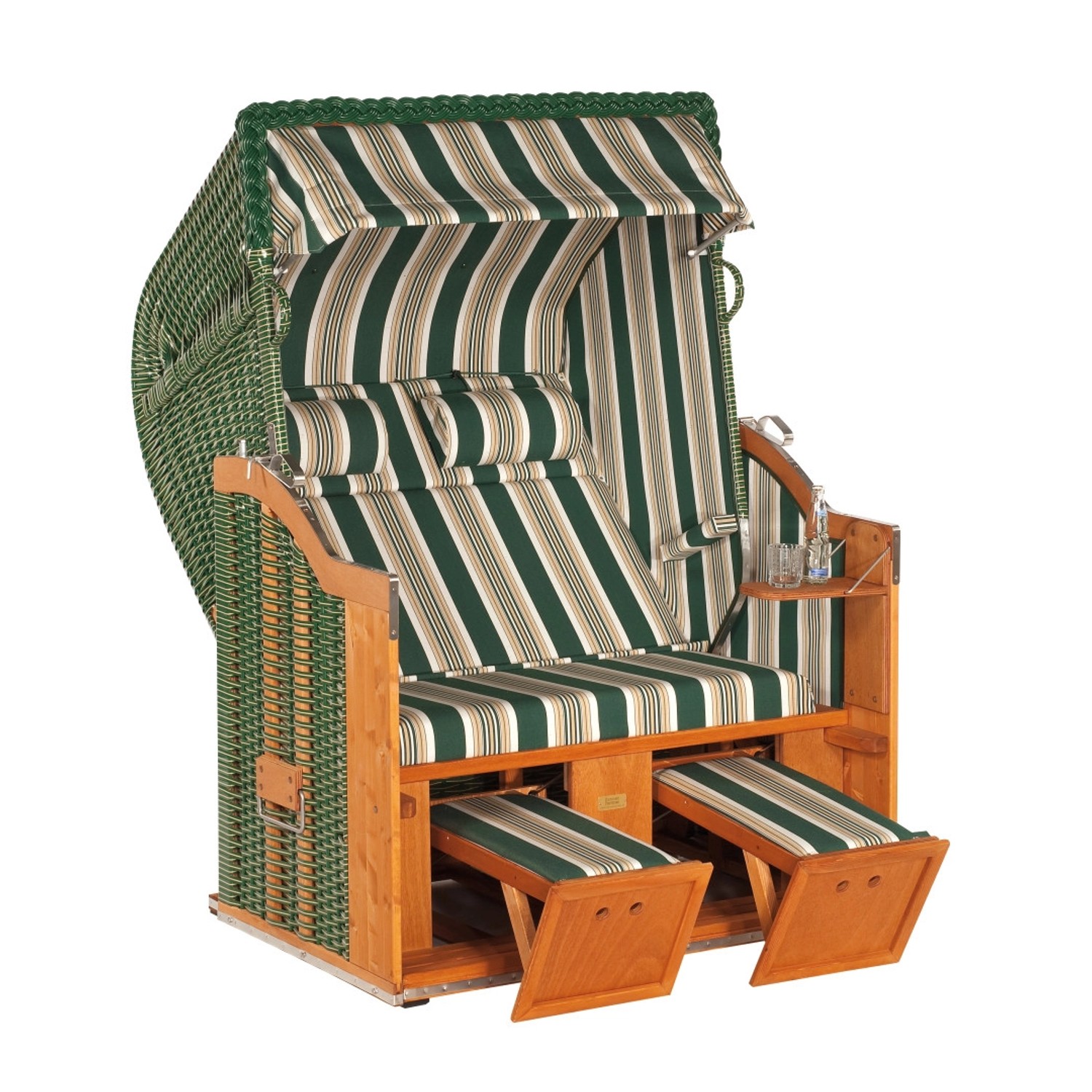 Natur24 Strandkorb Classic Halbliegemodell 2-Sitzer Grün mit beigen Nadelstreifen Natur24 Strandkorb Classic Halbliegemodell 2-Sitzer Grün mit beigen Nadelstreifen von Natur24
