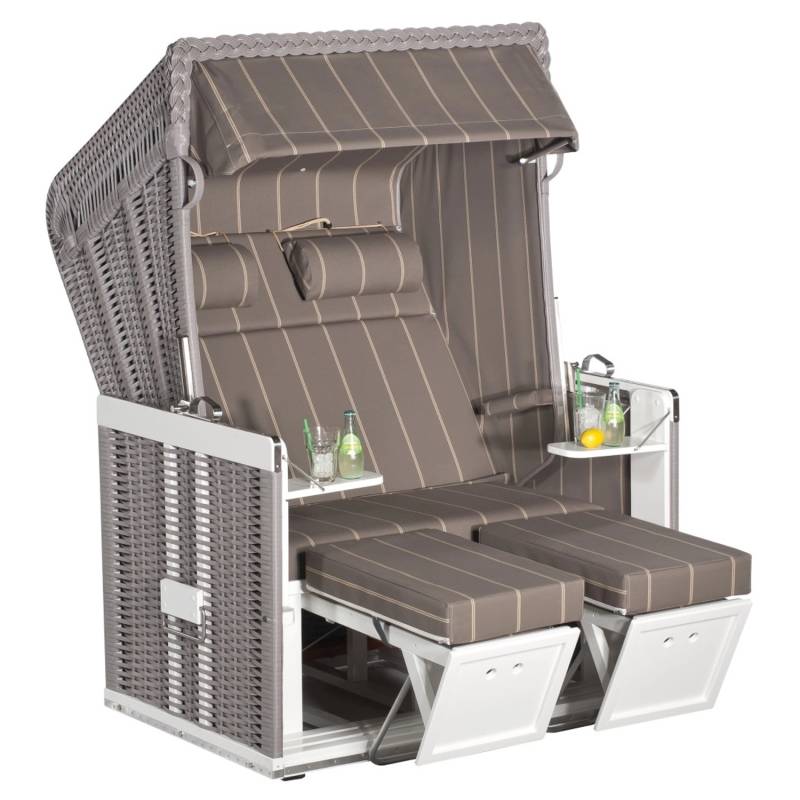 Natur24 Strandkorb Konsul Halbliegemodell 2-Sitzer Taupe von Natur24