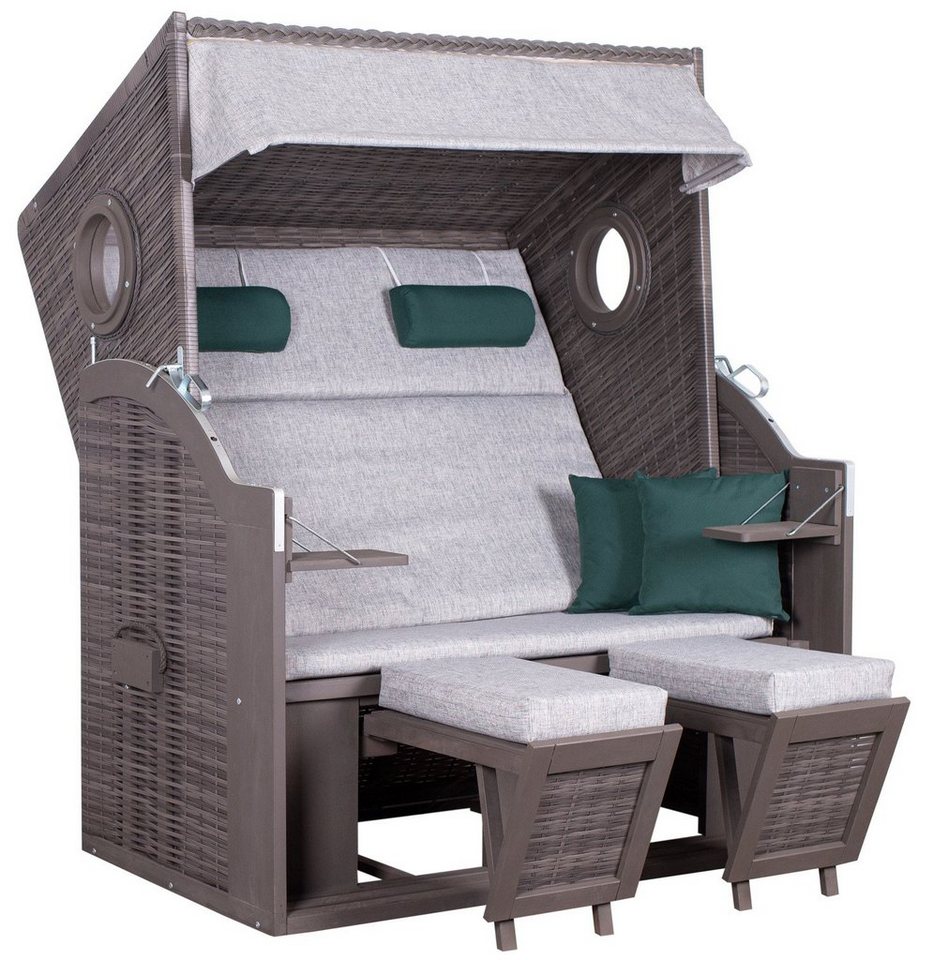 Natur24 Strandkorb Strandkorb PURE® Wave XL PE Pinie Grey Grau 140x80x160 cm, BxTxH: 140x80x160 cm, 71196181 von Natur24