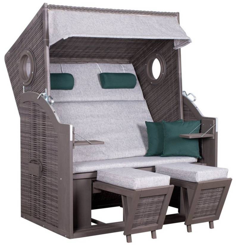 Natur24 Strandkorb Strandkorb PURE® Wave XL PE Pinie Grey Grau 140x80x160 cm, BxTxH: 140x80x160 cm, 71196181 von Natur24