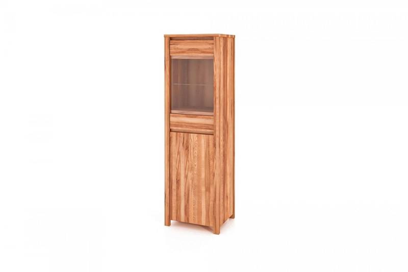 Natur24 Vitrine Vitrine Tinci Kernbuche 55x45x180 mit 1 Glastür 1 Tür und Holzbeinen von Natur24