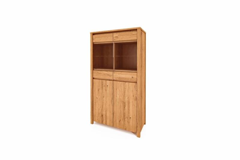 Natur24 Vitrine Vitrine Tinci Wildeiche 100x45x180 mit 2 Glastüren 2 Türen Holzbeinen von Natur24