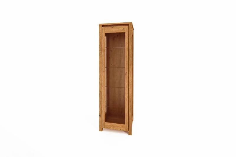 Natur24 Vitrine Vitrine Tinci Wildeiche massiv 55x45x180 mit 1 Glastür und Holzbeinen von Natur24