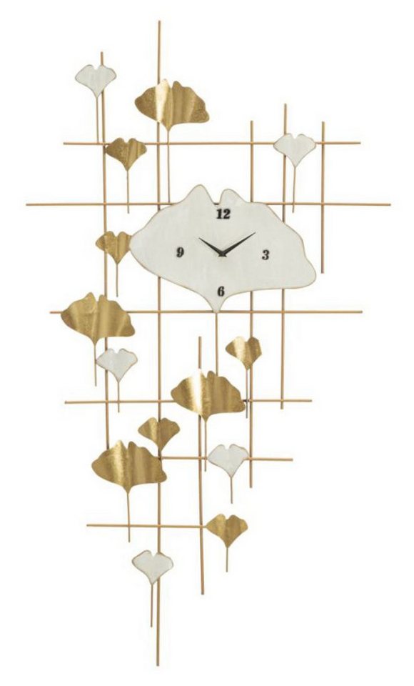 Natur24 Wanduhr Wanduhr Orologio 75.5 x 33 x 3.5 cm Metall Gold Weiß von Natur24