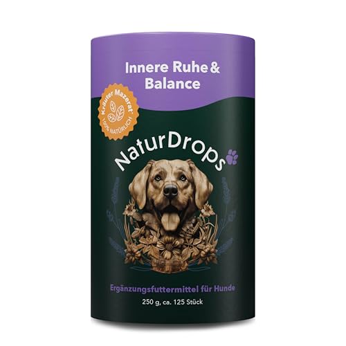 NaturDrops Innere Ruhe & Balance Hundesnacks mit Funktion, 125 Stück, mit Hopfen und Baldrian zur Stresslinderung, 100% natürlich - 250 g von NaturDrops