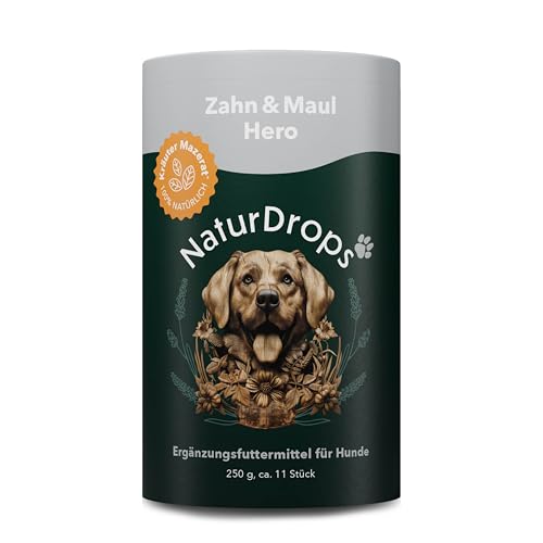 NaturDrops Zahn & Maul Hero Kaustangen Hundesnacks mit Funktion, 11 Stück, frischer Atem und ein gepflegtes Maul, 100 % natürlich - 250 g von NaturDrops