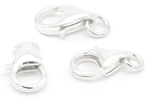 NaturSchatulle Karabinerverschluss 100% Sterling Silber 925 I 10 Stück Schmuckverschluss 10mm Karabinerhaken Kettenverschluss Basteln Schmuckherstellung von NaturSchatulle