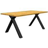Eiche Esstisch modern aus Massivholz und Metall rechteckiger Tischplatte von Natura Classico