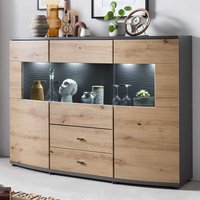 Esszimmer Highboard Sideboard Wildeichefarben & Anthrazit von Natura Classico