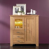 Esszimmer Highboard aus Wildeiche Massivholz Glastür von Natura Classico