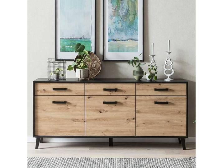 Großes Sideboard in Wildeichefarben Schwarz von Natura-Classico
