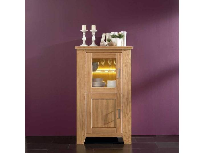 Highboard Vitrine aus Wildeiche Massivholz Glastür von Natura-Classico