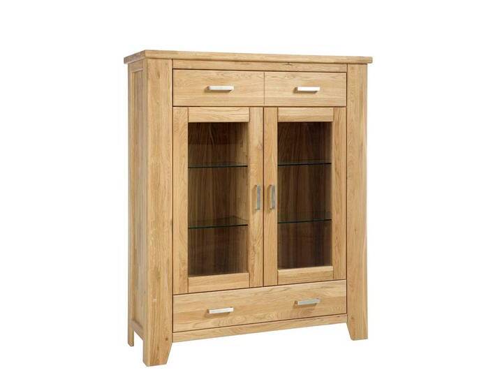 Highboard Vitrine aus Wildeiche Massivholz Soft Close Funktion von Natura-Classico