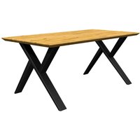 Holztisch mit Metallgestell aus Eiche und Metall Schweizer Kante von Natura Classico