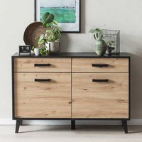 Kleines Sideboard in Wildeichefarben Schwarz von Natura Classico