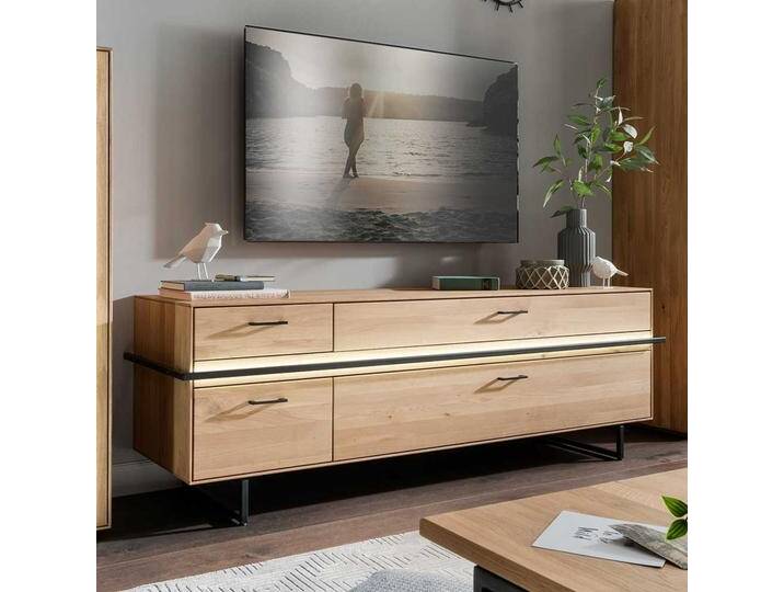 Lowboard Asteiche aus Massivholz vier Schubladen von Natura-Classico