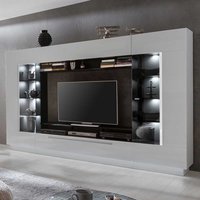 Moderne TV Wand in Hochglanz Weiß 275 cm breit von Natura Classico