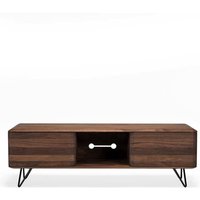 Retro TV Sideboard aus Nussbaum Massivholz Metall von Natura Classico