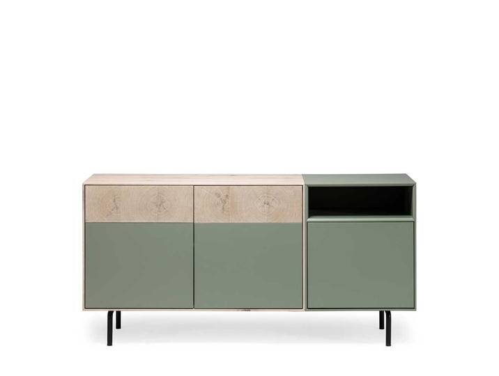 Sideboard in Beton Grau und Buche hell 180 cm breit von Natura-Classico