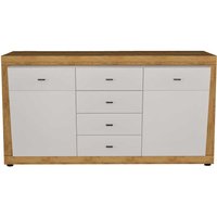 Sideboard in Wildeichefarben und Weiß Hochglanz 160 cm breit von Natura Classico