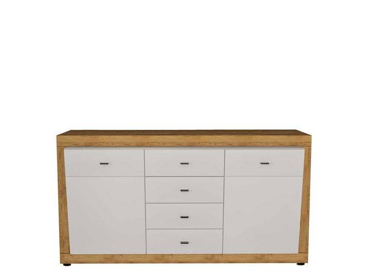Sideboard in Wildeichefarben und Weiß Hochglanz 160 cm breit von Natura-Classico