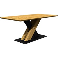 Tisch Esszimmer hochwertig aus Eiche Massivholz und Metall Schweizer Kante von Natura Classico