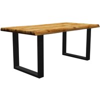 Tisch mit Baumkante und Bügelgestell Eiche Massivholz und Metall von Natura Classico