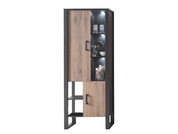 Vitrine Wohnzimmer offene Fächer und Türen Nussbaumfarben & Schwarz Vitrine Wohnzimmer offene Fächer und Türen Nussbaumfarben & Schwarz von Natura-Classico