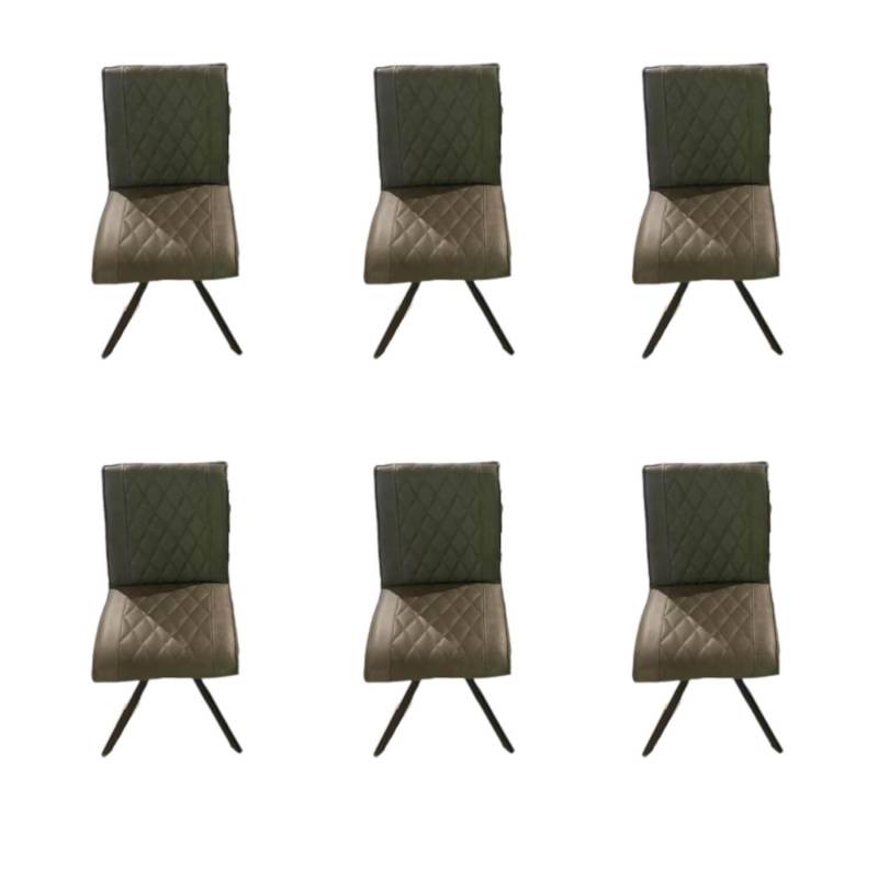 6er Set Stuhl Cambridge Leder Rebound 401 RBND Taupe Grau Gestell Metall Schwarz... von Natura
