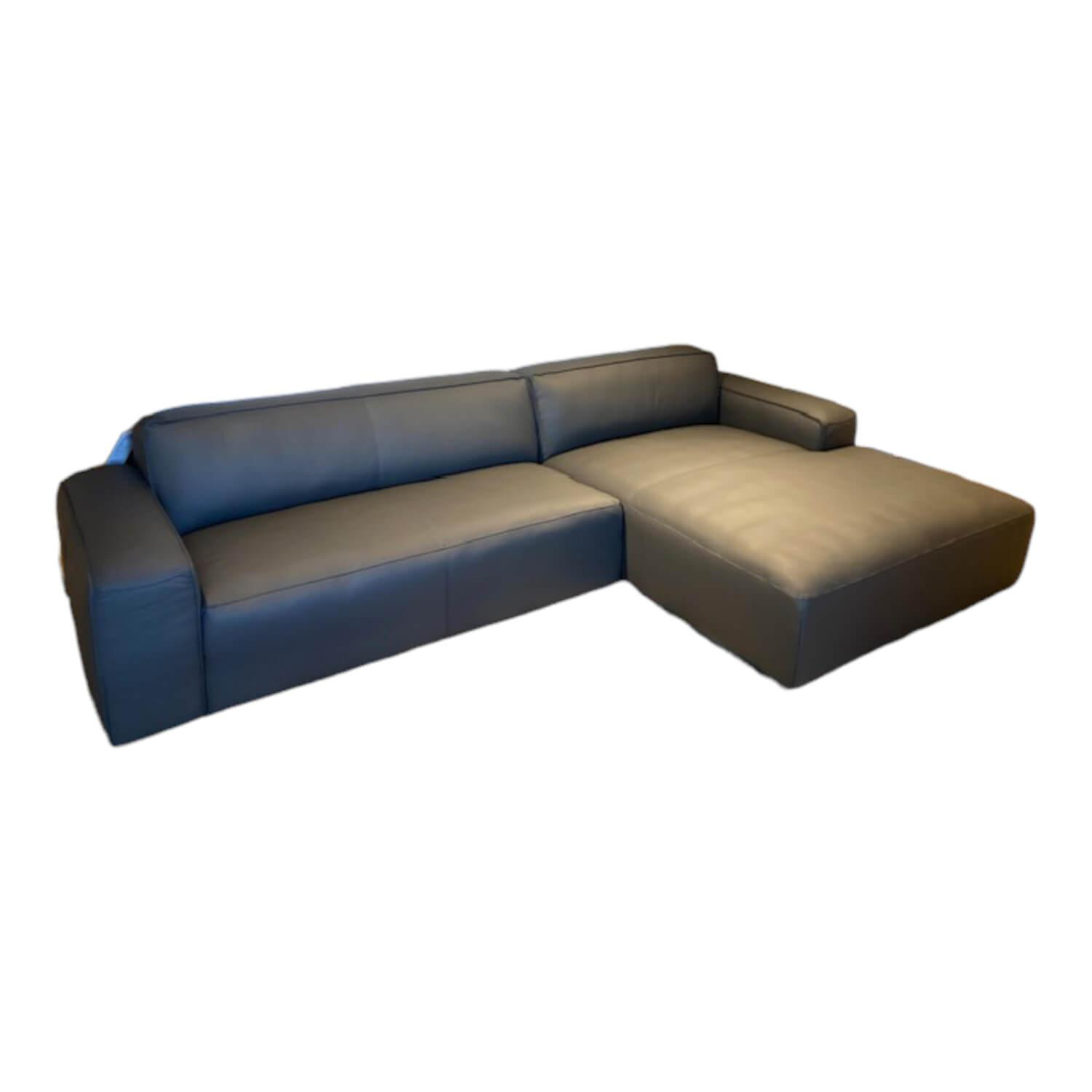 Ecksofa Denver Leder W2 Anthrazit Grau von Natura