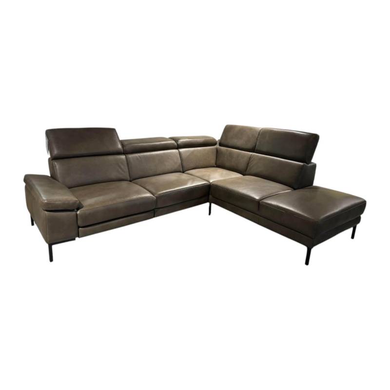 Ecksofa Hudson Leder L30 Ash Vintageeffekt Braun mit Relaxfunktion von Natura