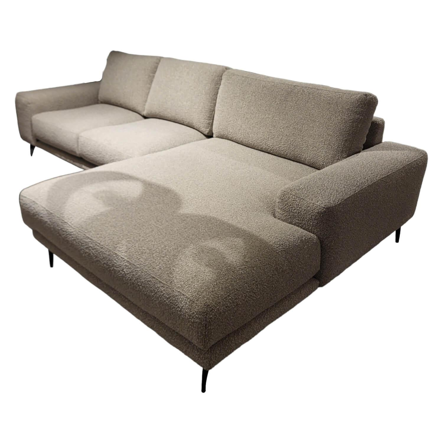 Ecksofa Redington Stoff Toffee PG D Beige Grau Metallfuß Schwarz Mit Losen Rücke... von Natura