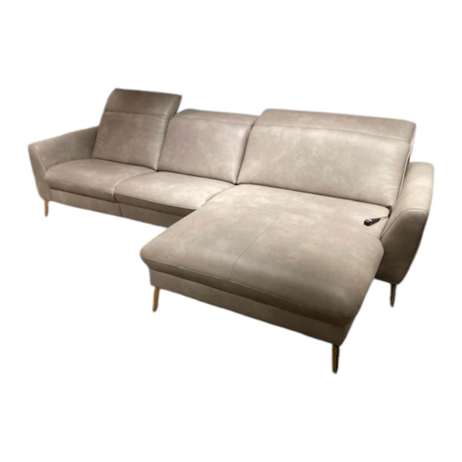 Ecksofa Tulsa KV Leder Longlife Cloudy Gravel Beige von Natura