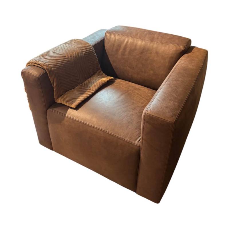 Sessel Anaheim Leder Vintage Braun Füße Schwarz von Natura