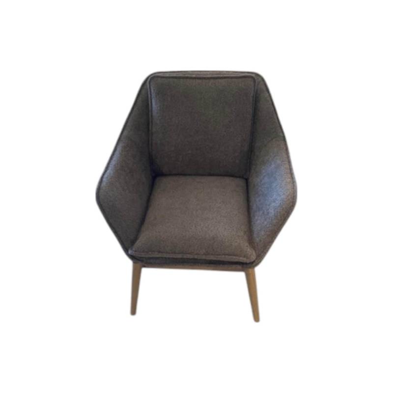 Sessel Karasu Posh Stoff 2 Catch Me 04 Grau Braun Gestell Massivholz von Natura