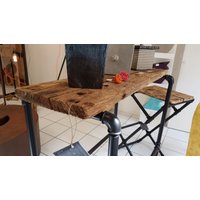 Tischkonsole Industrial Style Rohre Loft Design Holz Naturholz von NaturaeDesignFrance