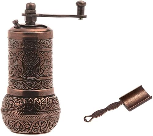 Acar Türkische Pfeffermühle Schwarz Nachfüllbar Mit Messlöffel und Kurbel - Gewürzmühle (Old Copper) von Natural Bazaar