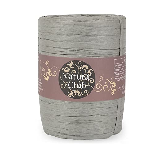 Natural Club Hochwertiges, waschbares Papierbast, weiches, leichtes Bastelpapiergarn zum Häkeln, Stricken(200M) (grau) von Natural Club