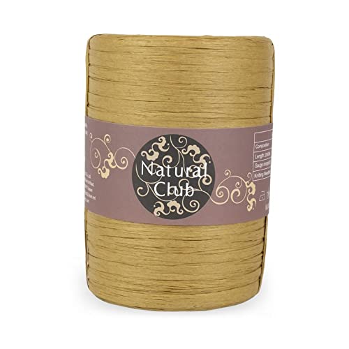 Natural Club Hochwertiges, waschbares Papierbast, weiches, leichtes Bastelpapiergarn zum Häkeln, Stricken(200M) (Dunkles Khaki) von Natural Club