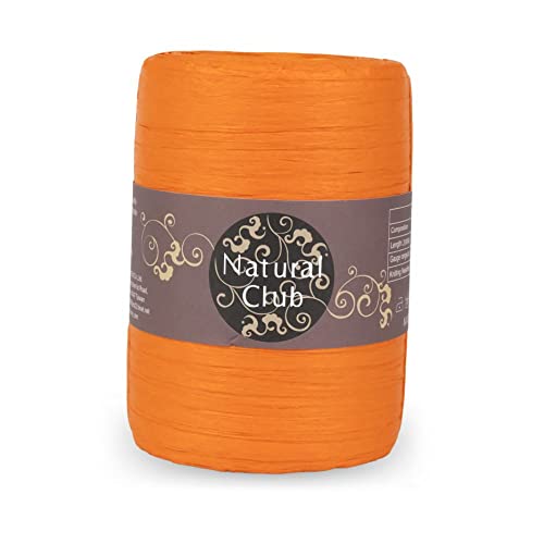 Natural Club Hochwertiges, waschbares Papierbast, weiches, leichtes Bastelpapiergarn zum Häkeln, Stricken(200M) (hellorange) von Natural Club