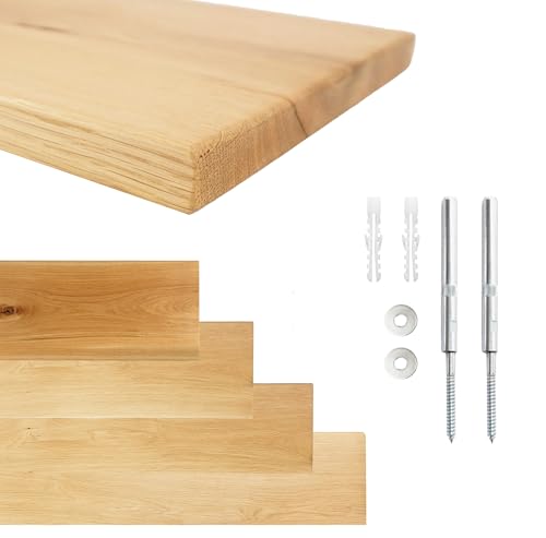 1x Schweberegal EICHE - Wand Regal Brett - Schwebendes Regal - Wandregal Kinderzimmer - Unsichtbare Floating Shelves - Bücherregal Holz - Regalboden mit Löchern - Schweberegal Holz (20cm x 130cm) von Natural Goods Berlin