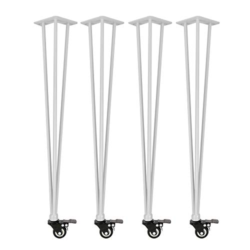 Natural Goods Berlin 4X Hairpin Legs 'n'Roll | bewegliche Haarnadel Tischbeine rollbar | Tischgestell auf Rollen, Tischkufen flexibel DIY (78cm (hoher Schreibtisch), Weiß) von Natural Goods Berlin