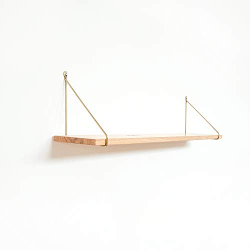 Natural Goods Berlin 1x Design Wandregal Eiche 100cm | viele Farben & Modelle | Regalboden Massivholz Metall Schweberegal hängend, Regalwinkel, Konsole (Regal PANKOW (25cm Tiefe), Antik Gold) von Natural Goods Berlin