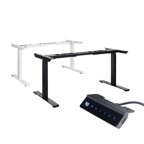 Natural Goods Berlin Höhenverstellbares Tischgestell ECKIG Expert - Premium Schreibtischgestell höhenverstellbar Schwarz Metall 120 x 160 cm - Elektrisch Höhenverstellbarer Schreibtisch Gestell DIY von Natural Goods Berlin