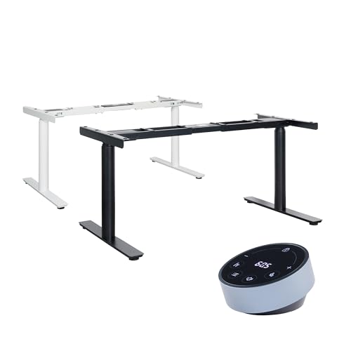 Natural Goods Berlin Höhenverstellbares Tischgestell RUND Expert - Premium Gestell Stehschreibtisch höhenverstellbar Metall Schwarz 120 x 160 cm - Elektrisch Verstellbarer Schreibtisch Untergestell von Natural Goods Berlin