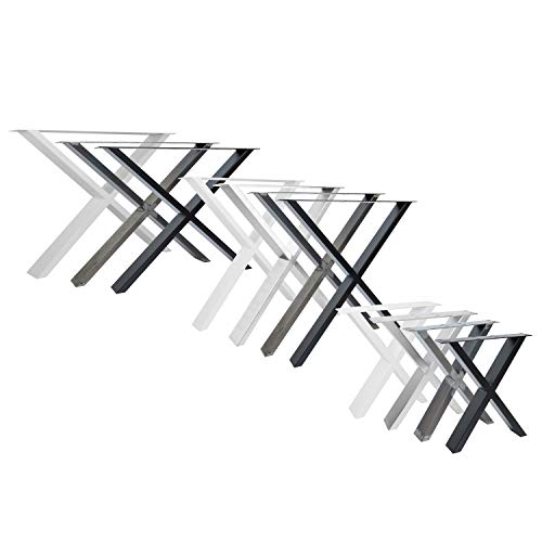 Natural Goods Berlin 2X Tischkufen X-Form - Design Tischbeine Metall Weiß Tischgestell Outdoor - Tischfüße Metall - Möbelfüße aus Stahl - Möbelkufen für Schreibtisch, Esstischbeine - B70 x H72cm von Natural Goods Berlin