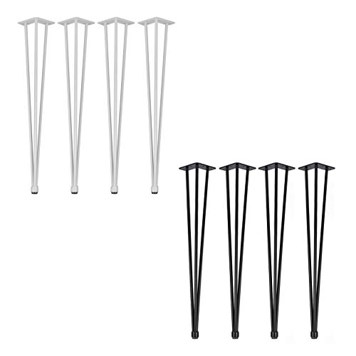 Natural Goods Berlin 4X Hairpin Legs Adjustable | Tischbeine Höhenverstellbar | 12mm Stahl | Esstisch, Schreibtisch, Tischgestell, Tischkufen DIY (65cm - 3 Streben - Kommode, Schwarz) von Natural Goods Berlin