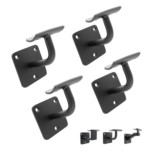 Natural Goods Berlin 4x ROUND Handlauf Halter Für Geländer Schwarz - Geländer Halterung Pulverbeschichtet Für Treppengeländer Innen & Außen - Metallgeländer Zubehör Für Handlauf Treppe von Natural Goods Berlin