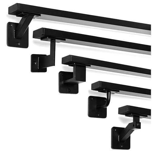 Natural Goods Berlin Handlauf Set OBLONG Metall schwarz / 2x Stück Handlaufhalter ROUND & 100cm Treppengeländer/rostfreier, pulverbeschichteter Treppenhandlauf/Handlauf Treppe Innen & Außen von Natural Goods Berlin