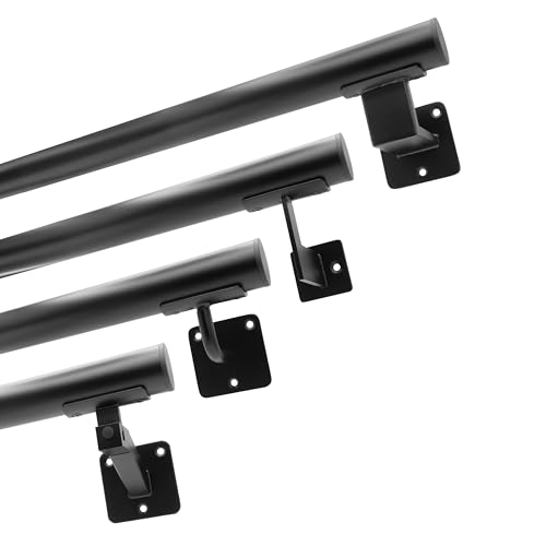 Natural Goods Berlin Handlauf Set TUBE - Handlauf Metall Schwarz 150 cm & 2x FLEX Halterung - Treppengeländer Außen Seitliche Montage - Geländer Treppe Außen - Schwarz von Natural Goods Berlin